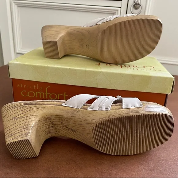 Strictly Comfort Donna heels open toe sandals shoes size 10 in creamy white NWT - Picture 5 of 9